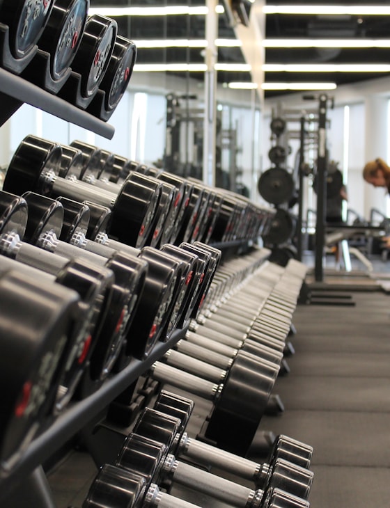Dumbbell rack at the gym
